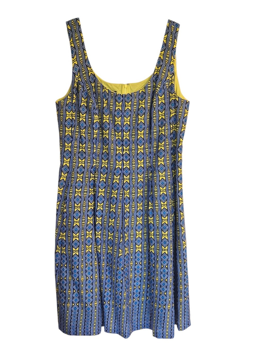 Nine West Blue and Yellow Printed Sleeveless Mini Dress